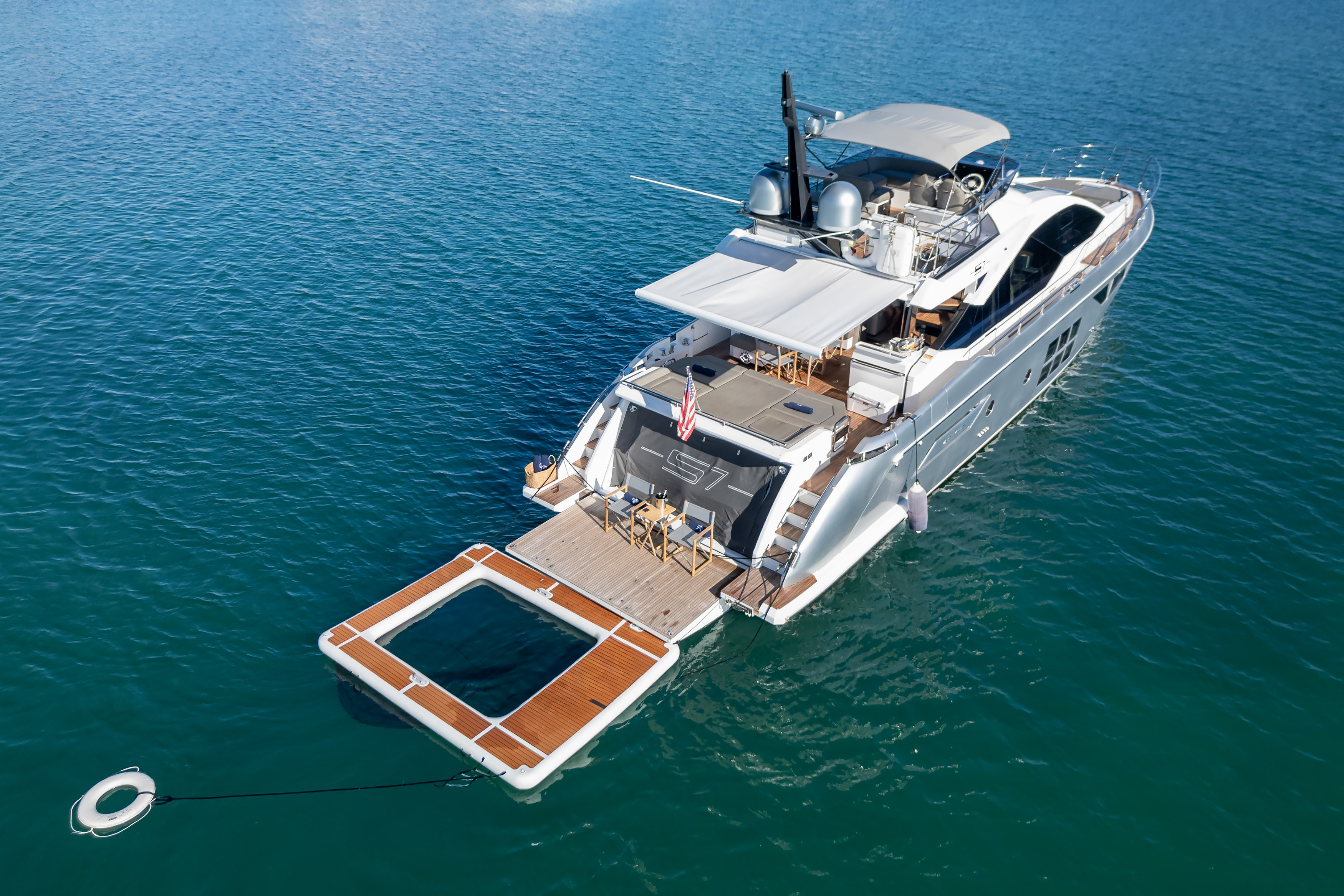 Overhead view with turquoise water gradient