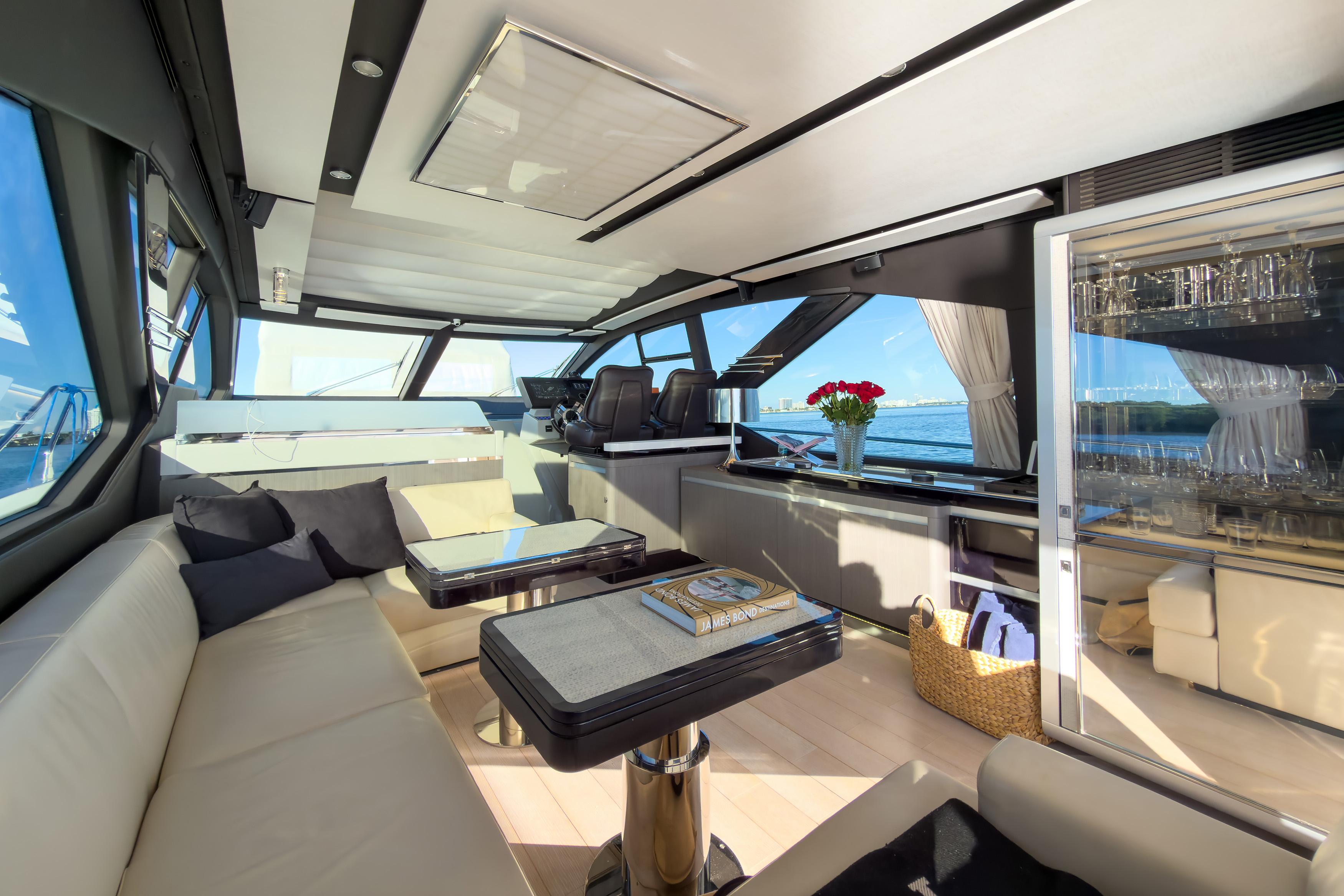 Complete salon view with galley access